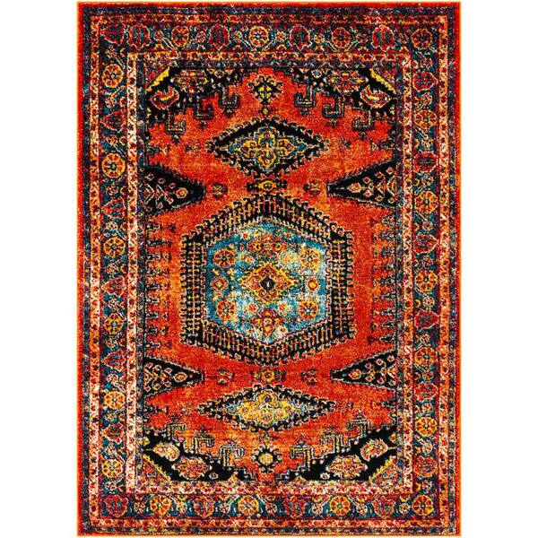 Livabliss Serapi Black/Orange Traditional 7 ft. x 10 ft. Indoor Area Rug