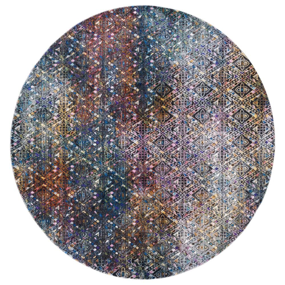 Aria 6 ft. x 6 ft. Blue/Ivory Transitional Diamond Round Area Rug price history on PriceWatchPro