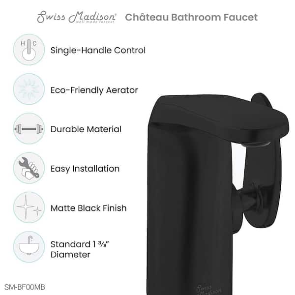 Chateau Single-Handle Single-Hole Bathroom Faucet in Matte Black