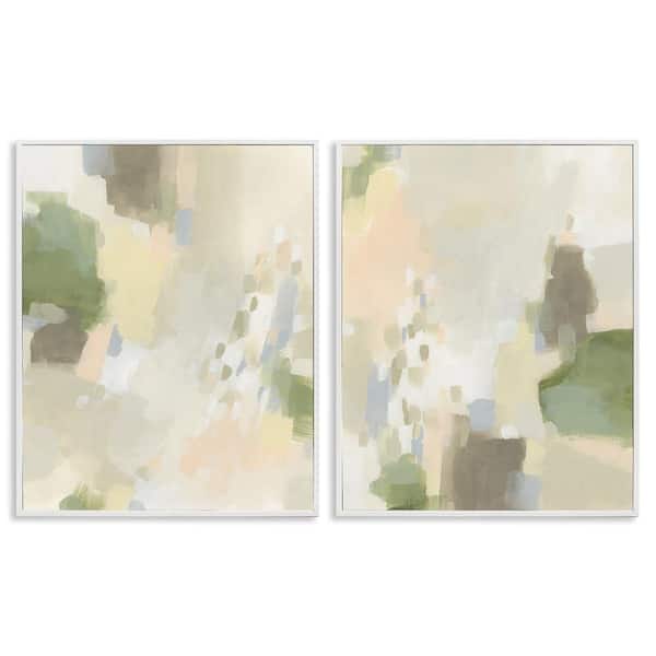 Stupell Industries Beige Abstract with Speckles by June Erica Vess 2-Pieces White Framed Abstract Giclee Art Print 20 in. x 16 in.