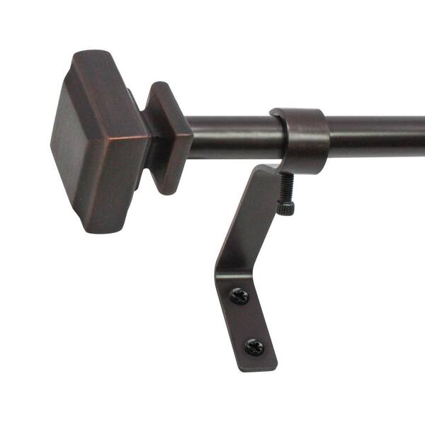 Montevilla Square Cafe 26 in. - 48 in. Adjustable Curtain Rod 1/2 in. in Oiled Bronze with Finial