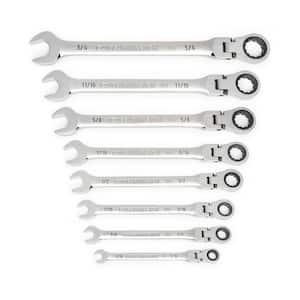 SAE Flex-Head 90-Tooth Combination Ratcheting Wrench Set (8-Piece)