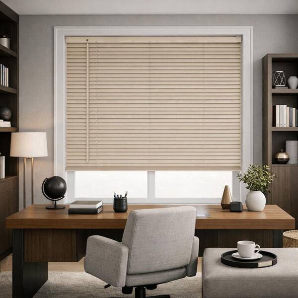 Beige Cordless Light Filtering Vinyl Horizontal Blinds with 1 in