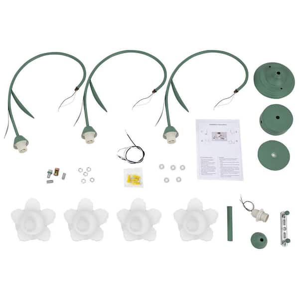 OUKANING 4-Light Green Modern Rounded Floral Semi-Flush Mount