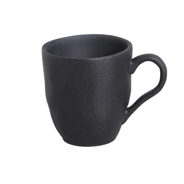 9.23 oz. Matte Black Stoneware Organic Mug (Set of 4)