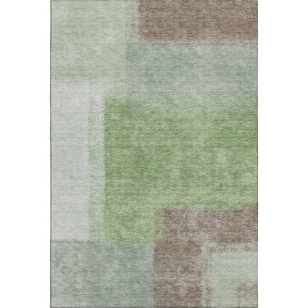 Mayfield Premium Machine Washable Abstract AMF2341 Aloe 10 ft. x 14 ft. Area Rug