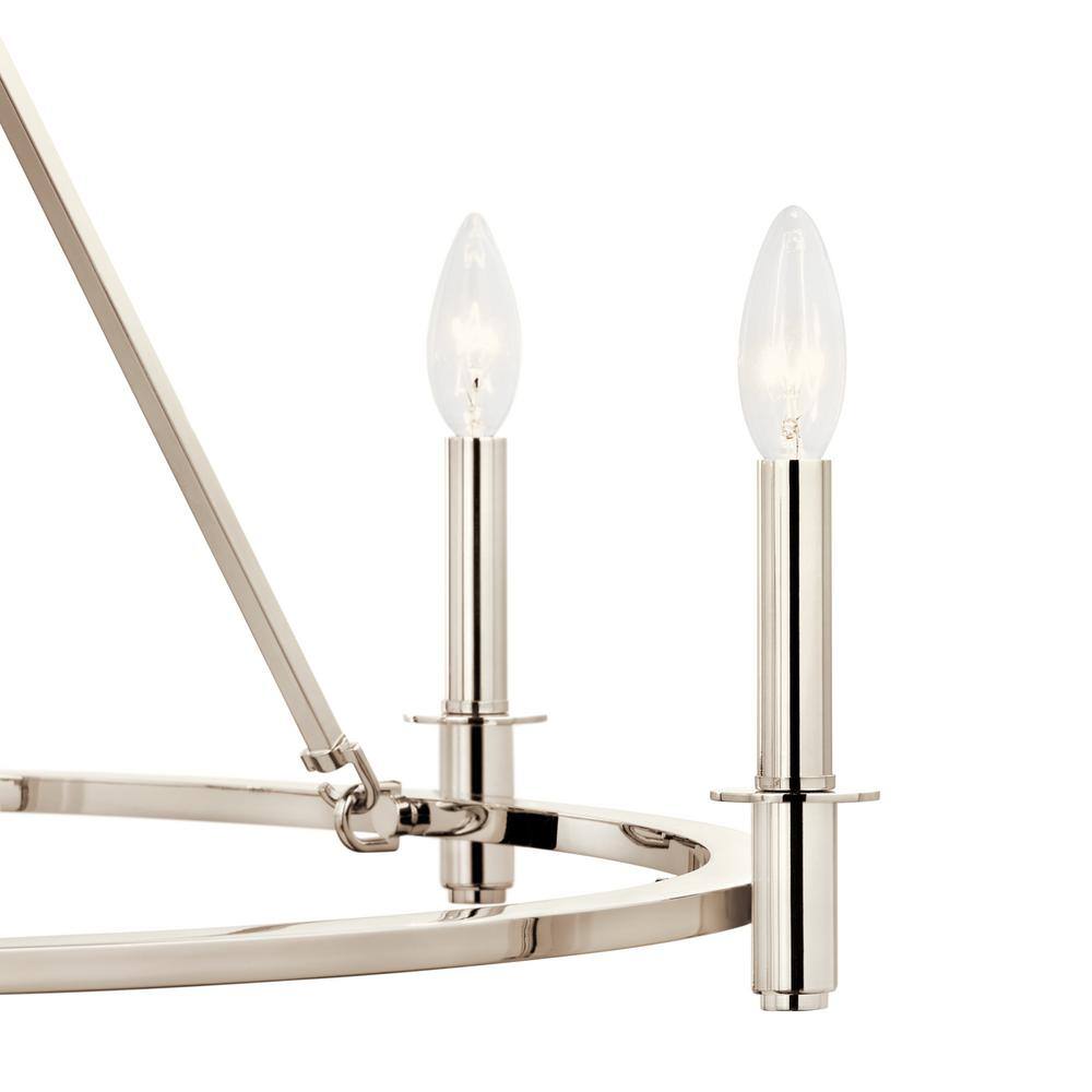 Polished Nickel 6-Light Candle Ring Chandelier