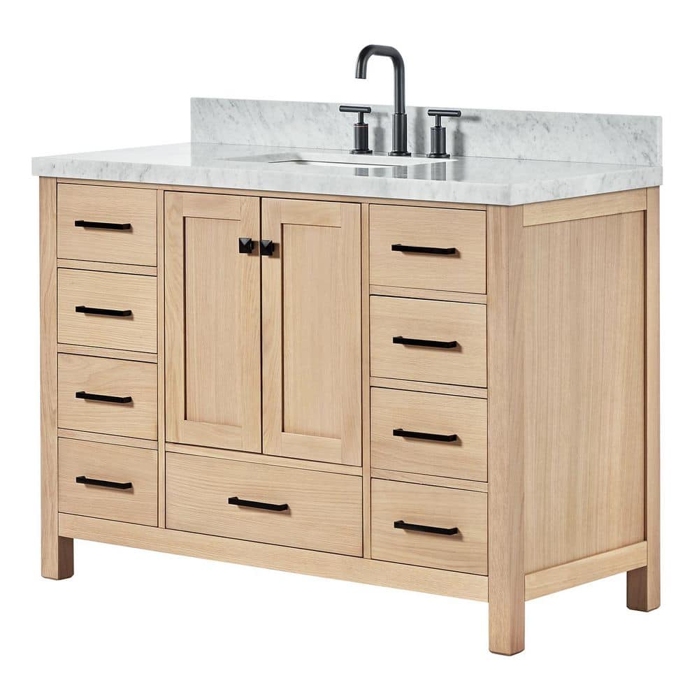 Cambridge 49" Oak Freestanding Vanity with Marble Top