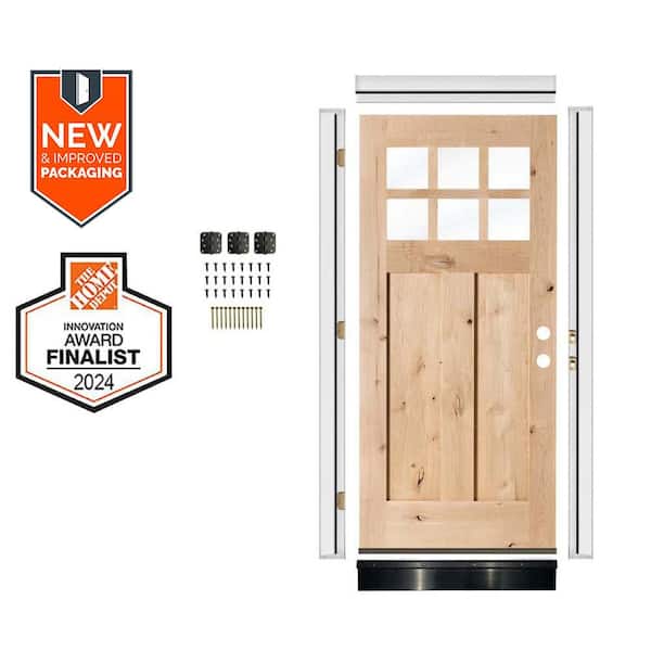 Krosswood Doors 32in.x80in. KnottyAlder LH 6-Lite Clear Glass