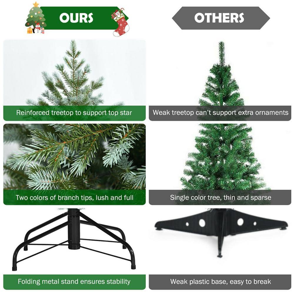 8ft Green Artificial Spruce Christmas Tree with Metal Stand