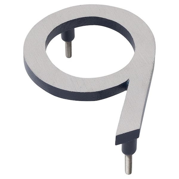 10 in. Satin Nickel/Navy 2-Tone Aluminum Floating or Flat Modern House Numbers 0-9 - 9