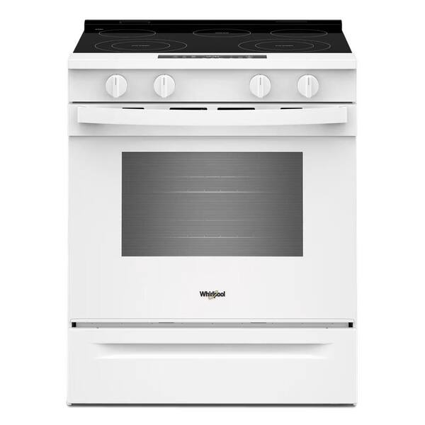 30 in. 5 Element Slide-In Electric Range in White with No Preheat and Slow Cook Modes