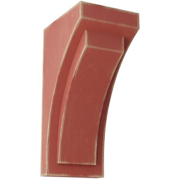 Ekena Millwork 5 in. x 12 in. x 6-3/4 in. Salvage Red Large Felix Wood Vintage Decor Corbel