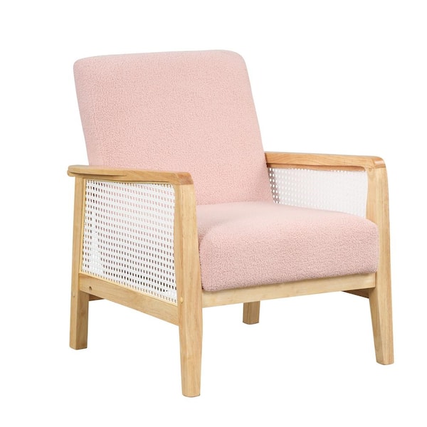 Aoibox 25.90 in. W Pink Short Plush Velvet Upholstered Armchair