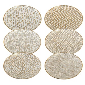 Mosaic Gold Plated Canape Plates (Set of 6)