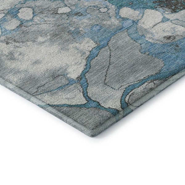 Mayfield Premium Machine Washable Abstract AMF1909 Blue 8 ft. x 10 ft. Area Rug