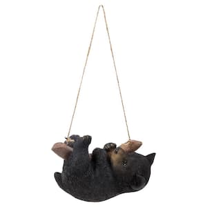 Hanging Black Bear Lying Branch Statues