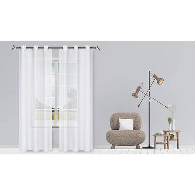 White Solid Grommet Room Darkening Curtain - 38 in. W x 96 in. L (Set of 2)