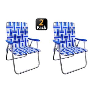 Blue/White Reinforced Aluminum Classic Webbed Folding Lawn/Camp Chair (2-Pack)