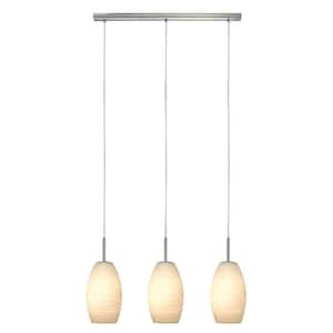 Batista 1 27.95 in. W x 59 in. H 3-Light Matte Nickel Linear Pendant Light with Frosted Glass Shades