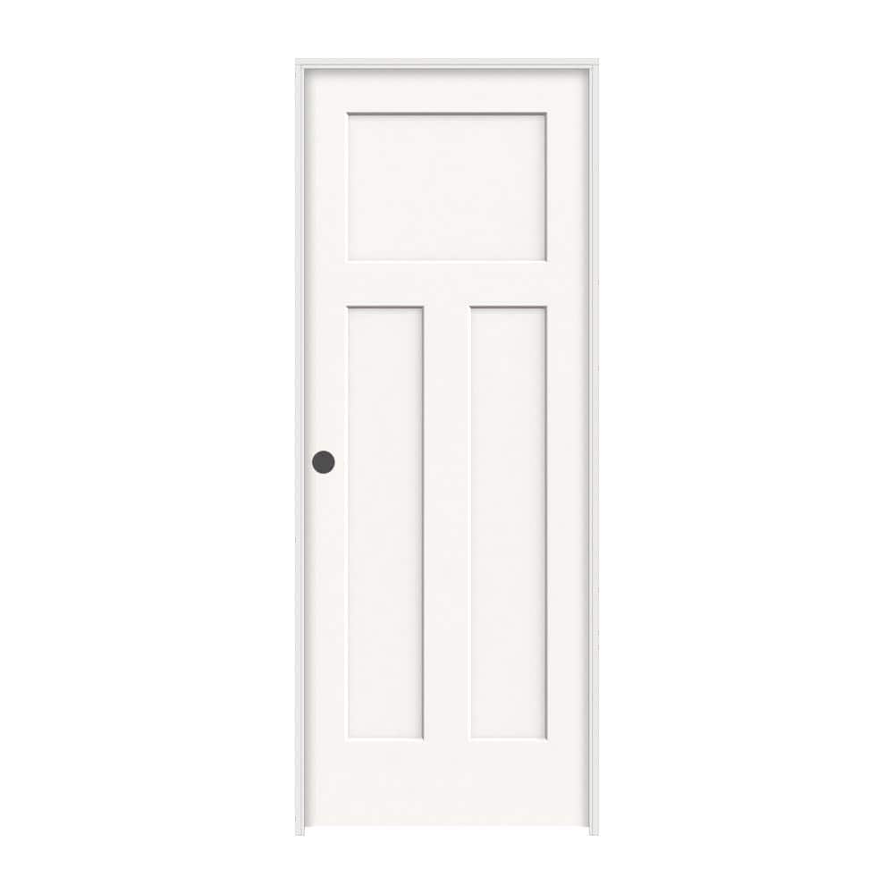 JELD-WEN 30 in. x 80 in. 3 Panel Craftsman White Right-Hand
