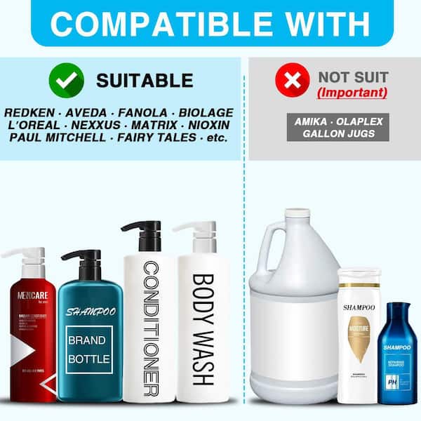 Phewnyzo Shampoo and Conditioner Pump Dispenser 4 Pack Fits 33.8