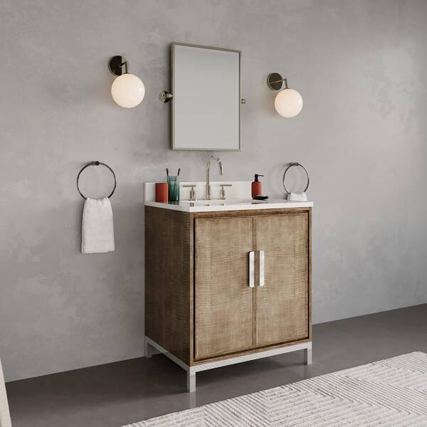 Westin 30 in. W x 22 in. D x 34.4 in. H Single Sink Bath Vanity in Lustrous Walnut with White Brook Quartz Top