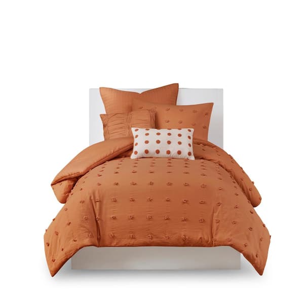 Maize 5-Piece Rust Cotton Twin/Twin XL Comforter Set