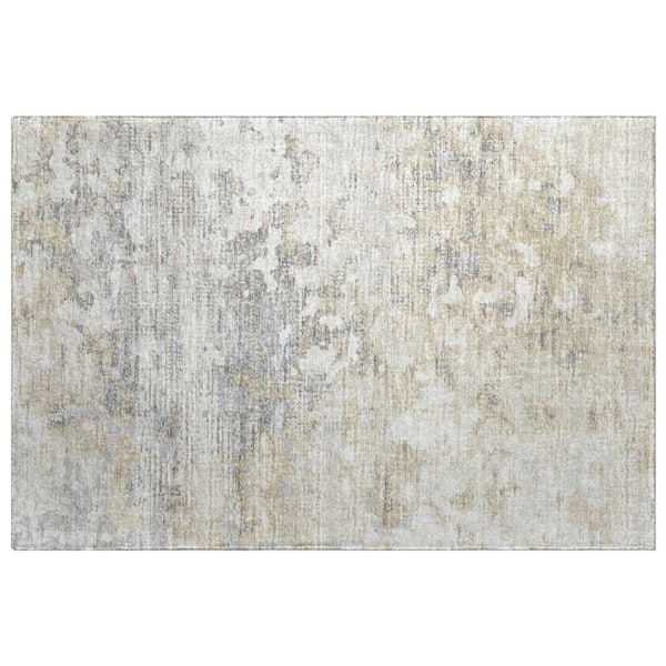 Dream Shag Premium Machine Washable Abstract ADS70 Ivory 3 ft. x 4 ft. Area Rug