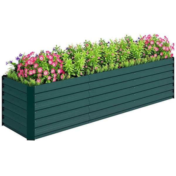 96 in. x 24 in. x 24 in. Green Steel Galvanized Raised Garden Bed Kit