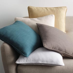 Concord Cotton Twill Mineral Teal Solid 26 in. x 26 in. Euro Throw Pillow Cover