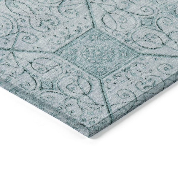 Chantille Machine Washable Indoor/Outdoor Abstract ACN1748 Aqua 10 ft. x 14 ft. Area Rug