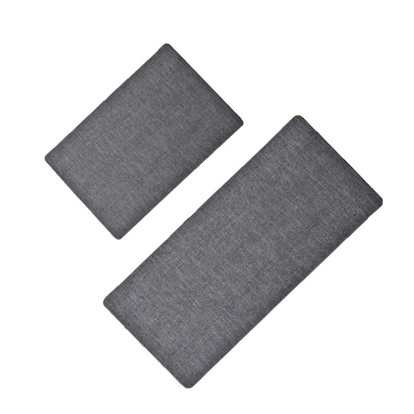 EVIDECO French home goods Woven Effect Dark Grey 18 in. x 47 in. and 18 in. x 32 in. Polyester Set of Kitchen Mat