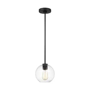 Orley 1-Light Midnight Black Pendant Light with Clear Glass Globe Shade