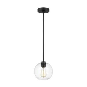 Orley 1-Light Midnight Black Pendant Light with Clear Glass Globe Shade