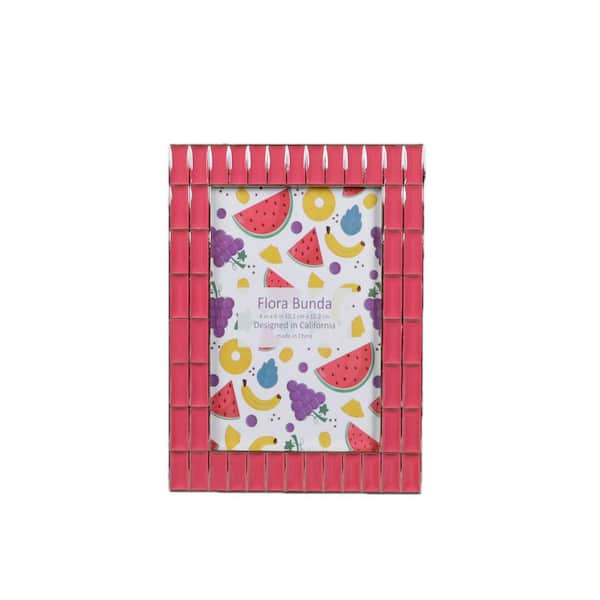 Flora Bunda Frame 4 x 6 Hot Pink Alloy Brick Wall Edge Rectangle Picture Frame