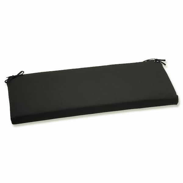 Pillow Perfect Solid Rectangular Outdoor Bench Cushion in Black