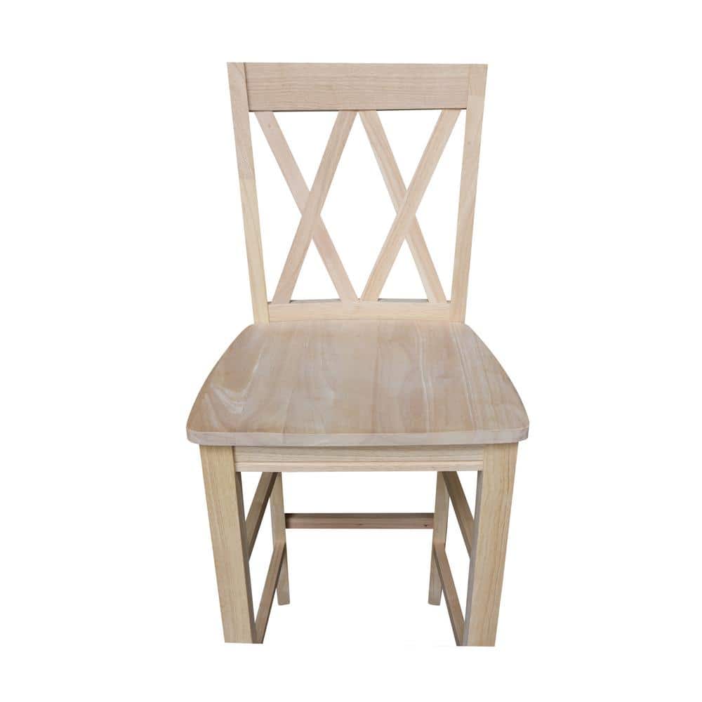 Traditional Elegant Unfinished Parawood 29" Double X-Back Barstool