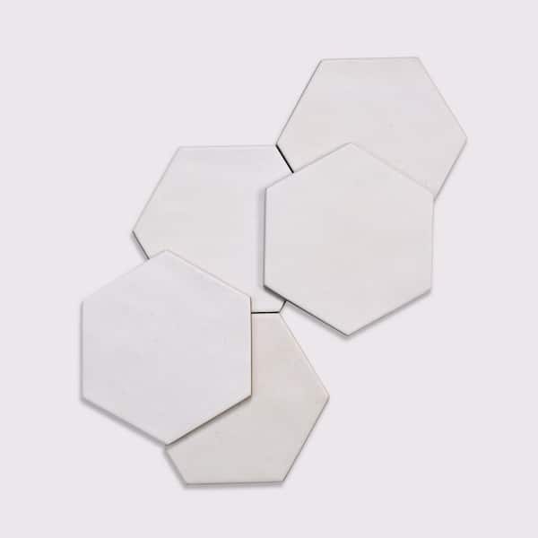 Celine Hexagon 4 in. x 5 in. Matte White Porcelain Floor Tile (4.68 sq. ft. /Case)