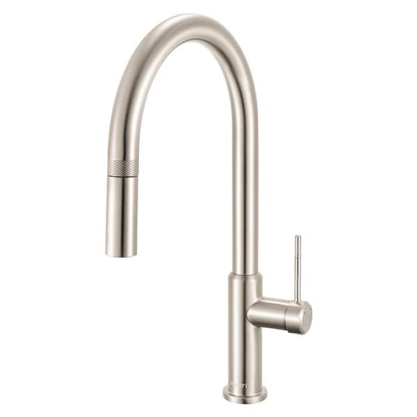 Vestia Brushed Nickel Stainless 17.5 in. H Single Handle Pull Down Sprayer Kitchen Faucet with 360° Spout Swivel