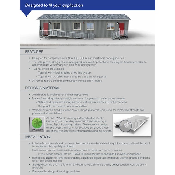 EZ-ACCESS Pathway HD Code Compliant Wheelchair Ramp Kit, 10' x 48W, Guards, 3/pk