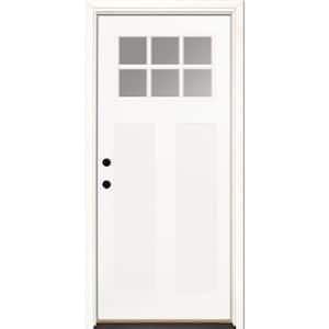 33.5 in. x 81.625 in. 6 Lite Clear Craftsman Unfinished Smooth Right-Hand Inswing Fiberglass Prehung Front Door