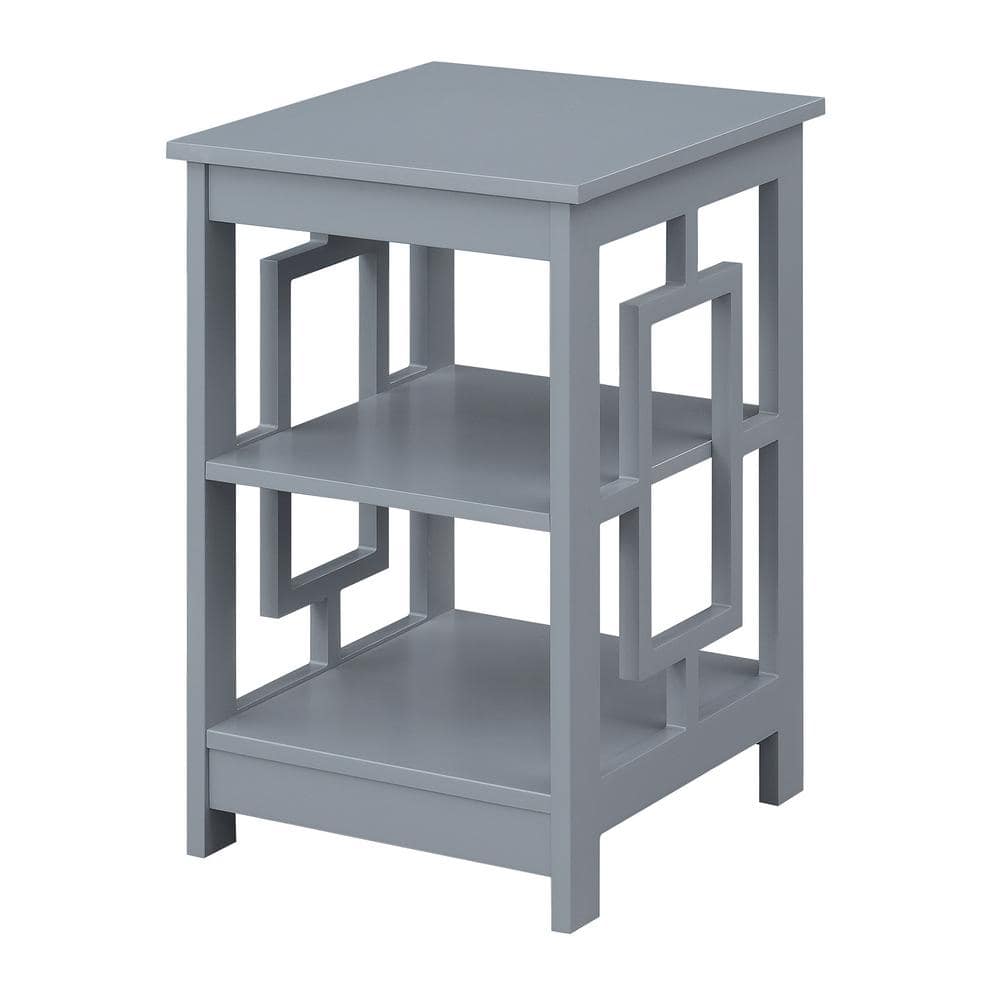 Gray MDF 24" End Table with Shelves
