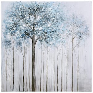 "Winter Forest-1" by Martin Edwards Textured Metallic Hand Painted Wall Art 36 in. x 36 in.