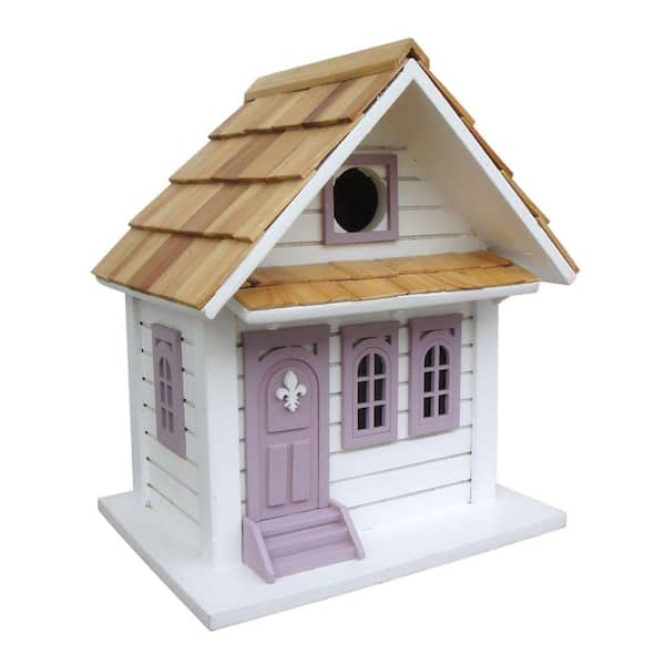 Home Bazaar Shotgun Cottage Birdhouse (White With Lavender)