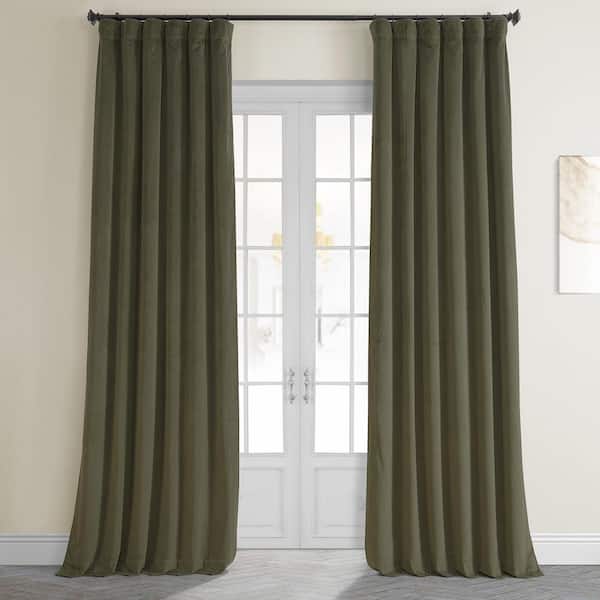 Exclusive Fabrics & Furnishings Hunter Green Velvet Rod Pocket Blackout