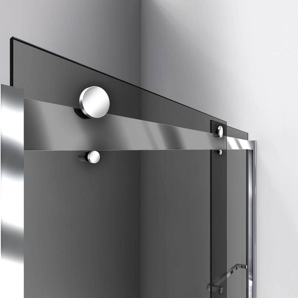 Sapphire Chrome and Smoke Gray Semi-Frameless Sliding Tub Door