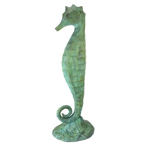 19 in. H Seahorse Bronze Garden Statue