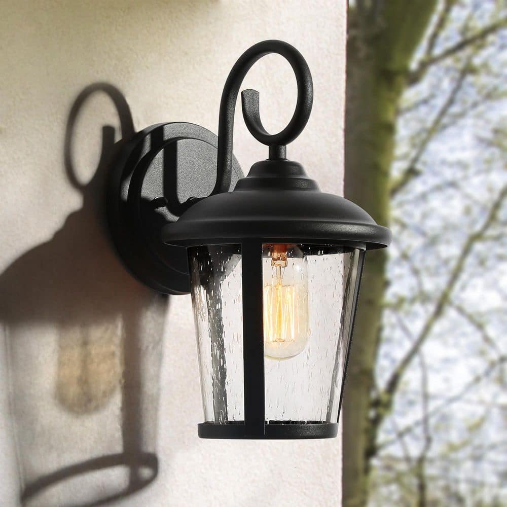 Uolfin Modern Cylinder Outdoor Wall Sconce Light Luxe 1-Light Black ...