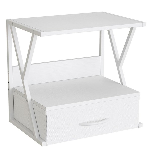 White 16.5 in. x 15.7 in. Wood Classic Desktop Shelf with Storage Drawer